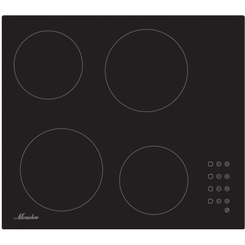 Поверхность варочная электрическая Monsher MHE 61 черная, мощность 6.6 кВт, 60 см, 4 конфорочная