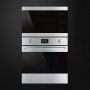 Встраиваемая печь микроволновая Smeg FMI325X черная, объем 25 л, глубина 40 см, 900 Вт