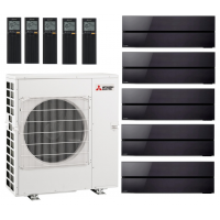 Кондиционер Mitsubishi Electric мульти-сплит-система MXZ-5F102VF + 5 внутренних блоков серии Premium LN (25+25+25+25+25) черный оникс