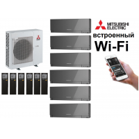 Кондиционер Mitsubishi Electric мульти-сплит-система MXZ-6F122VF + 6 внутренних блока серии Design EF (25+25+25+25+25+25) серый, серебряный