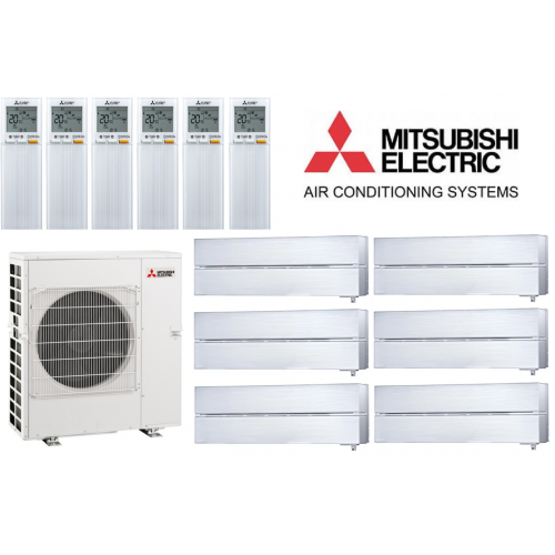 Кондиционер Mitsubishi Electric мульти-сплит-система MXZ-6F122VF + 6 внутренних блоков серии Premium LN (25+25+25+25+25+25) перламутровый белый