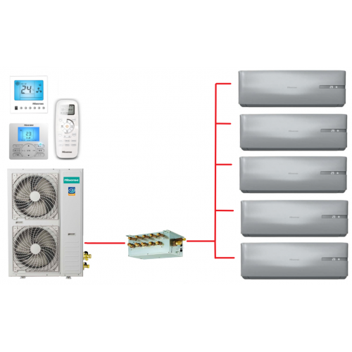 Мульти-сплит-система Hisense AMW-60U6SP+F15E(E) + 5 внутренних блока серии SILVER (12+12+12+12+12)