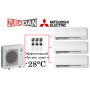 Тепловой насос Mitsubishi Electric MXZ-4E83VAHZ + 3 внутренних блока серии Deluxe FH (25+25+25)