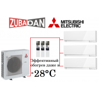 Тепловой насос Mitsubishi Electric MXZ-4E83VAHZ + 3 внутренних блока серии Design EF (25+25+25) (белый)