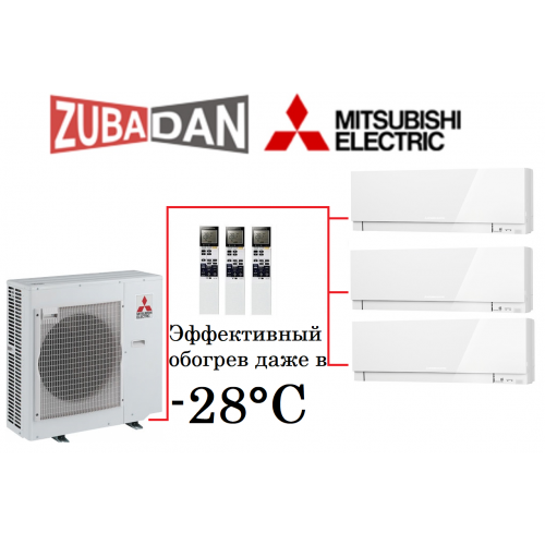 Тепловой насос Mitsubishi Electric MXZ-4E83VAHZ + 3 внутренних блока серии Design EF (25+25+25) (белый)