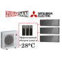 Тепловой насос Mitsubishi Electric MXZ-4E83VAHZ + 3 внутренних блока серии Design EF (25+25+25) (серый, серебряный)