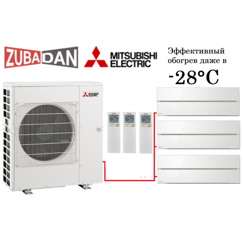 Тепловой насос Mitsubishi Electric MXZ-4E83VAHZ + 3 внутренних блока серии Premium LN (25+25+25) (перламутровый белый)