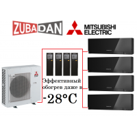 Тепловой насос Mitsubishi Electric MXZ-4E83VAHZ + 4 внутренних блока серии Design EF (25+25+25+25) (черный)