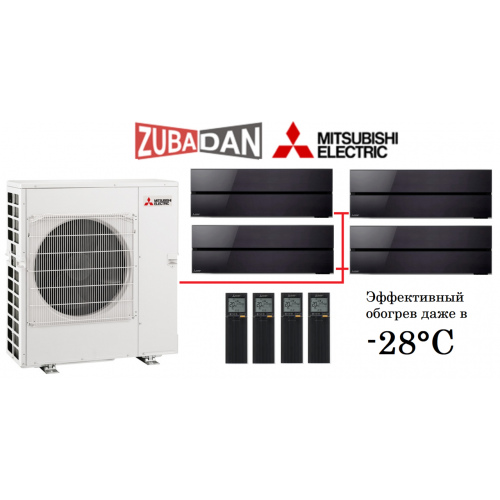 Тепловой насос Mitsubishi Electric MXZ-4E83VAHZ + 4 внутренних блока серии Premium LN (25+25+25+25) (черный оникс)