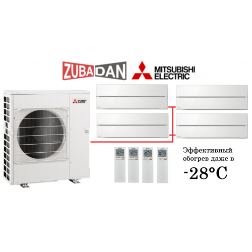 Тепловой насос Mitsubishi Electric MXZ-4E83VAHZ + 4 внутренних блока серии Premium LN (25+25+25+25) (перламутровый белый)